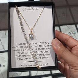 The gold cut luxury pendant and bracelet offer in one price
