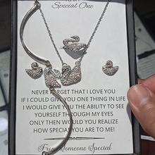 Swan set earrings ring bracelet and pendant combo gift set!