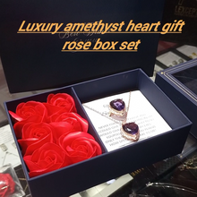Rose box amethyst heart gift set