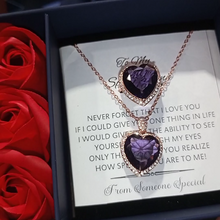 Rose box amethyst heart gift set