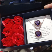 Rose box amethyst heart gift set