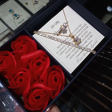 Rose box-gold theme luxury pendant bracelet and ring set