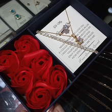 Rose box-gold theme luxury pendant bracelet and ring set