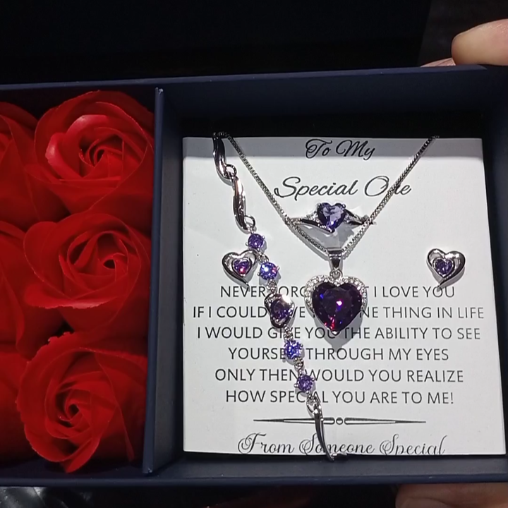 Heart theme Rose box diamond cut luxury set