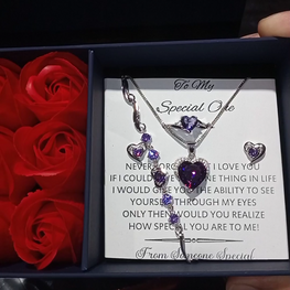Heart theme Rose box diamond cut luxury set
