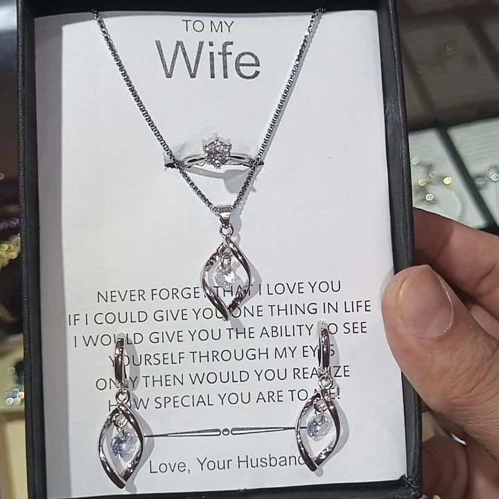 Clavicle set ring earrings pendant with box