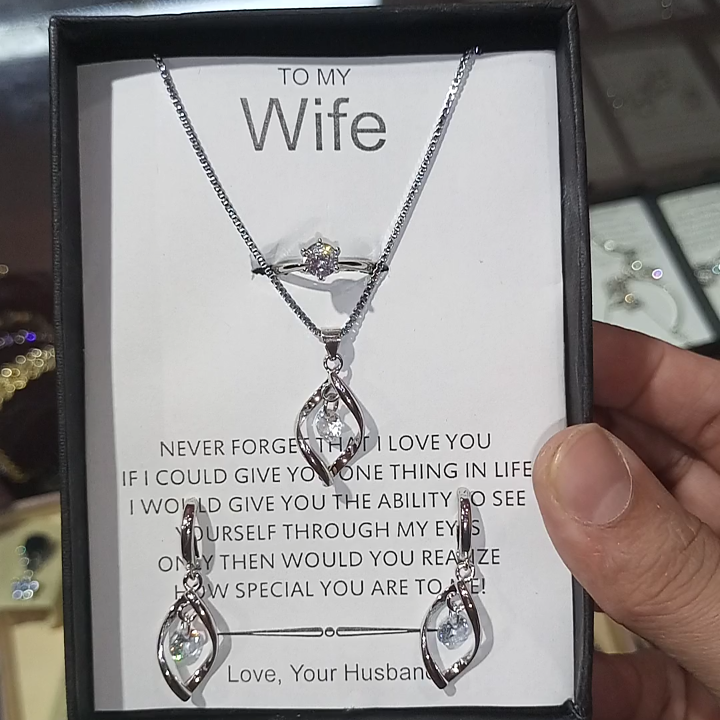 Clavicle set ring earrings pendant with box