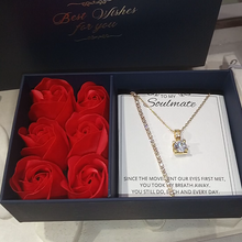 Rose box luxury set gold look pendant chain and bracelet