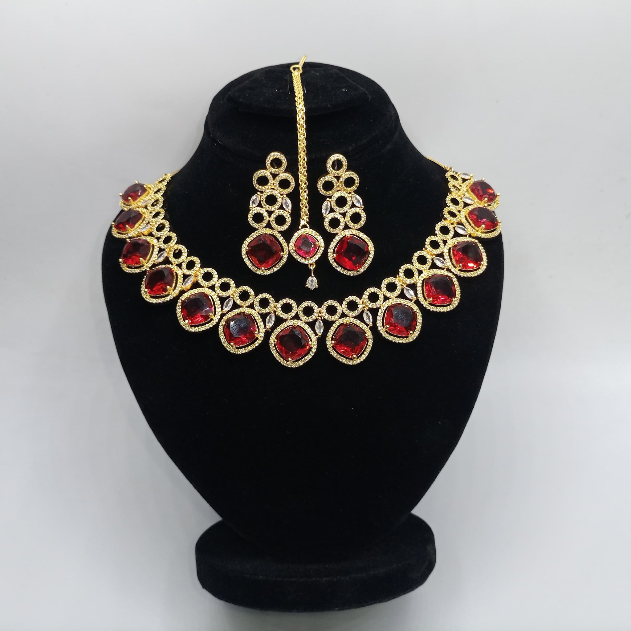 Luxury Ruby Look American Zircon Set