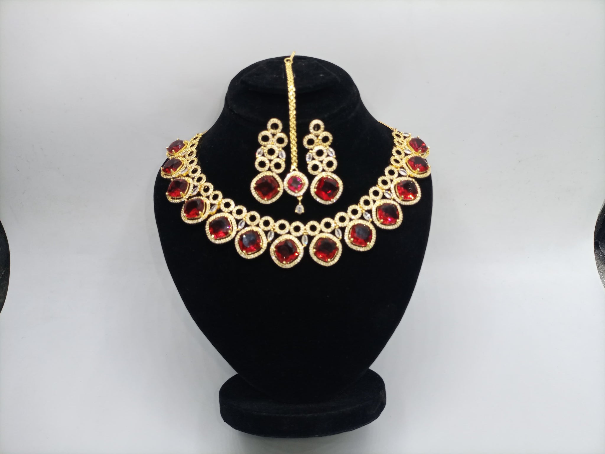 Luxury Ruby Look American Zircon Set