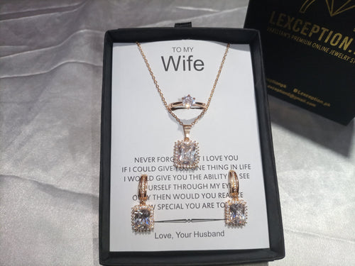 GOLD LOOK DIAMOND CUT LUXURY SET WITH BOX PACKING