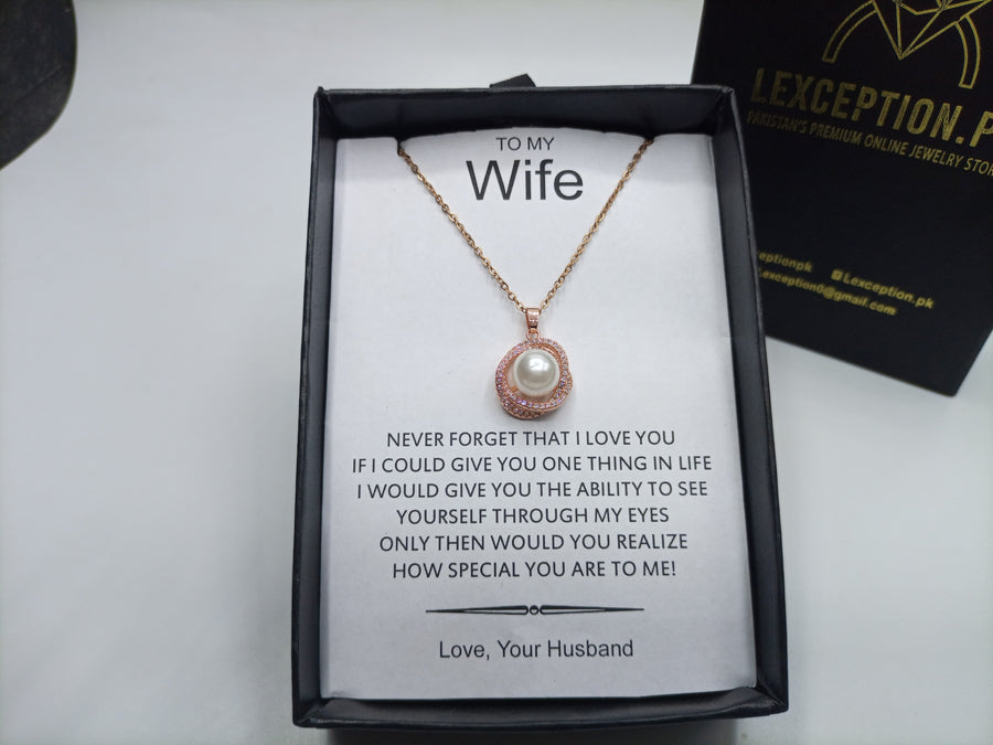 Rose Gold Plated Pearl Pendant with BOX