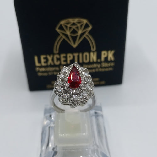 Ruby diamond cut luxury zircon ring adjustable