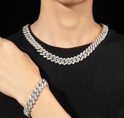 HIGH QUALITY CUBAN STYLE LUXURY CHAIN AND BRACELET SET