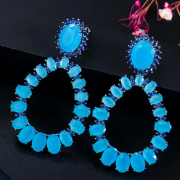 ZIRCON STONES HIGHLY FINISHED ART NOVEAU LUXURY EARRINGS