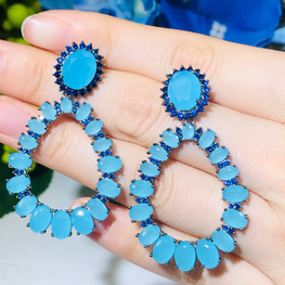 ZIRCON STONES HIGHLY FINISHED ART NOVEAU LUXURY EARRINGS