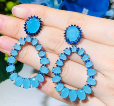 oxidize aqua luxury earrings