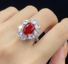 Ruby diamond cut luxury zircon ring adjustable