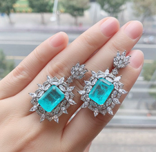 ZIRCON STONES HIGHLY FINISHED RHODIUM PLATED ART NOVEAU LUXURY EARRINGS