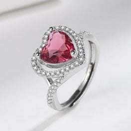 Ruby heart theme luxury ring adjustable