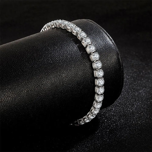 Luxury stones studded long lasting use bracelet rhodium finish