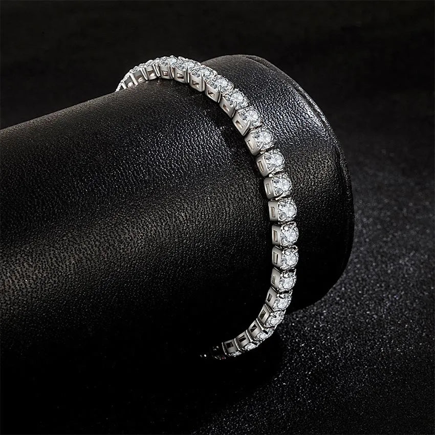 Luxury stones studded long lasting use bracelet rhodium finish