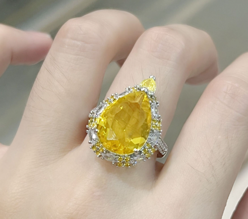 Luxury quality platinum plated zircon ring adjustable