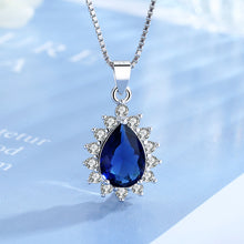 Sapphire impression 925 sterling silver (chaandi) pendant with chain