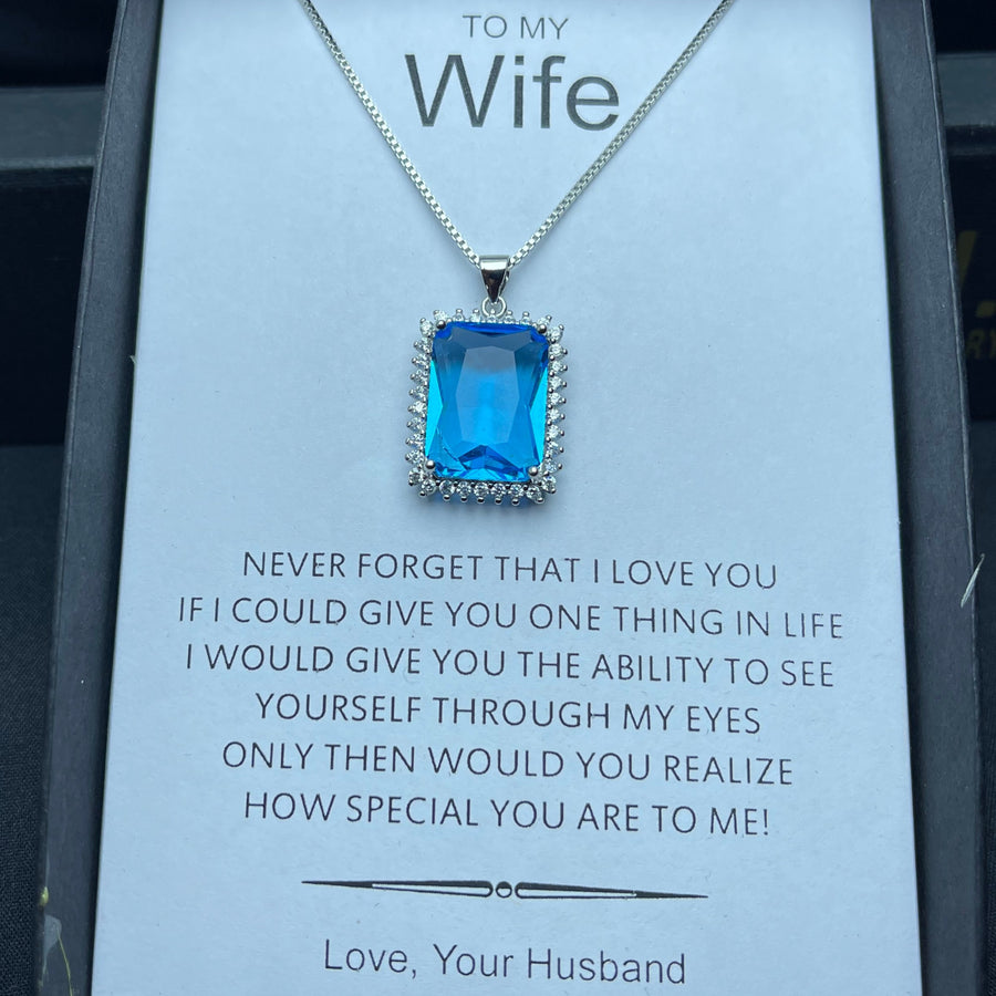 AQUA LOOK EXCLUSIVE QUALITY ZIRCON PENDANT WITH CHAIN AND CUSTOMIZE BOX PACKING