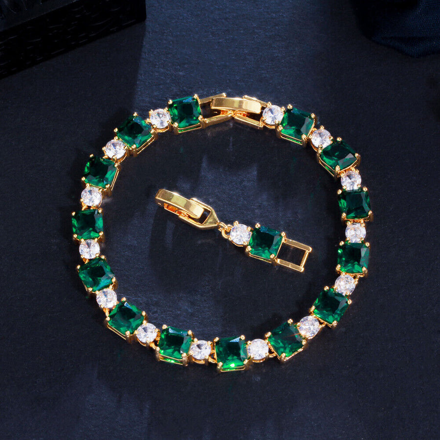 EMERALD LOOK GOLD HIGHLY FINISHED LUXURY BRACELET
