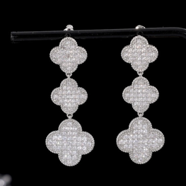 BRANDED HIGHLY FINISHED RHODIUM PLATED ART NOVEAU LUXURY EARRINGS