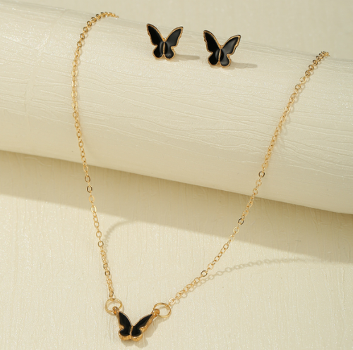 Butterfly Pendant With Earrings