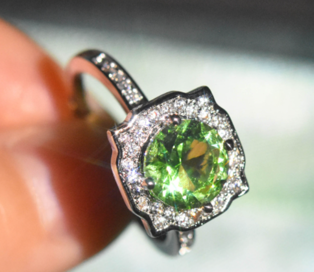 high quality platinum plated zircon ring adjustable