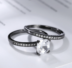 black gun plated luxury ring set of 2