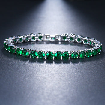 ZIRCON STONES RHODIUM FINISHED ART NOVEAU LUXURY BRACELET