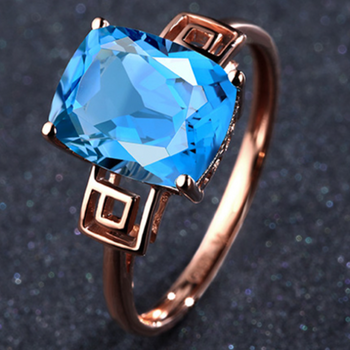 DEEP BLUE KYANITE LUXURY QUALITY ROSE GOLD PLATED ADJUSTABLE RING