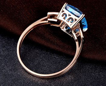 DEEP BLUE KYANITE LUXURY QUALITY ROSE GOLD PLATED ADJUSTABLE RING