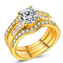 GOLD LOOK LUXURY RING SET FOR HER BOX PACKED