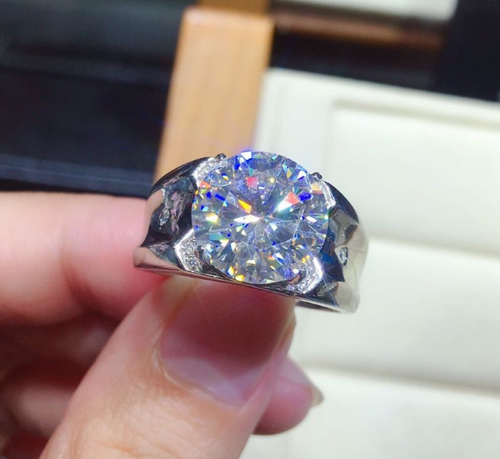 DIAMOND CUT  RHODIUM PLATED LUXURY ADJUSTABLE RING GIFT