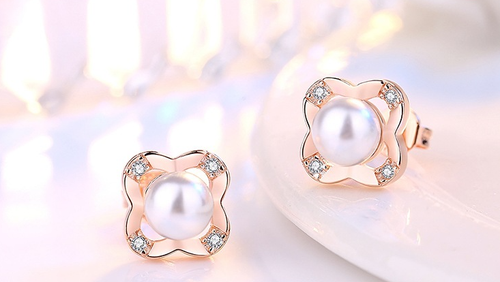 ROSE GOLD PLATED ZIRCON EARRINGS