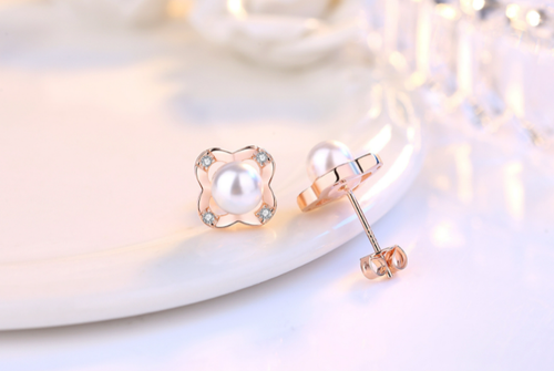 ROSE GOLD PLATED ZIRCON EARRINGS
