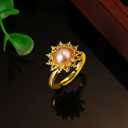 Gold look luxury ring adjustable AAA quality with box packing