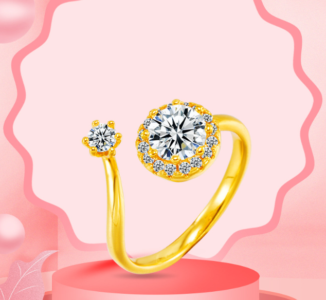 Gold look luxury ring adjustable AAA quality