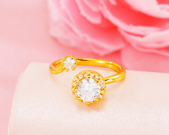 Gold look luxury ring adjustable AAA quality