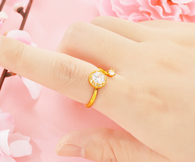 Gold look luxury ring adjustable AAA quality