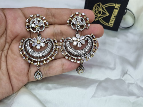 Oxidised look luxury ethnic wear earrings