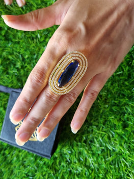 Sapphire Look luxury american diamond zircon ring adjustable