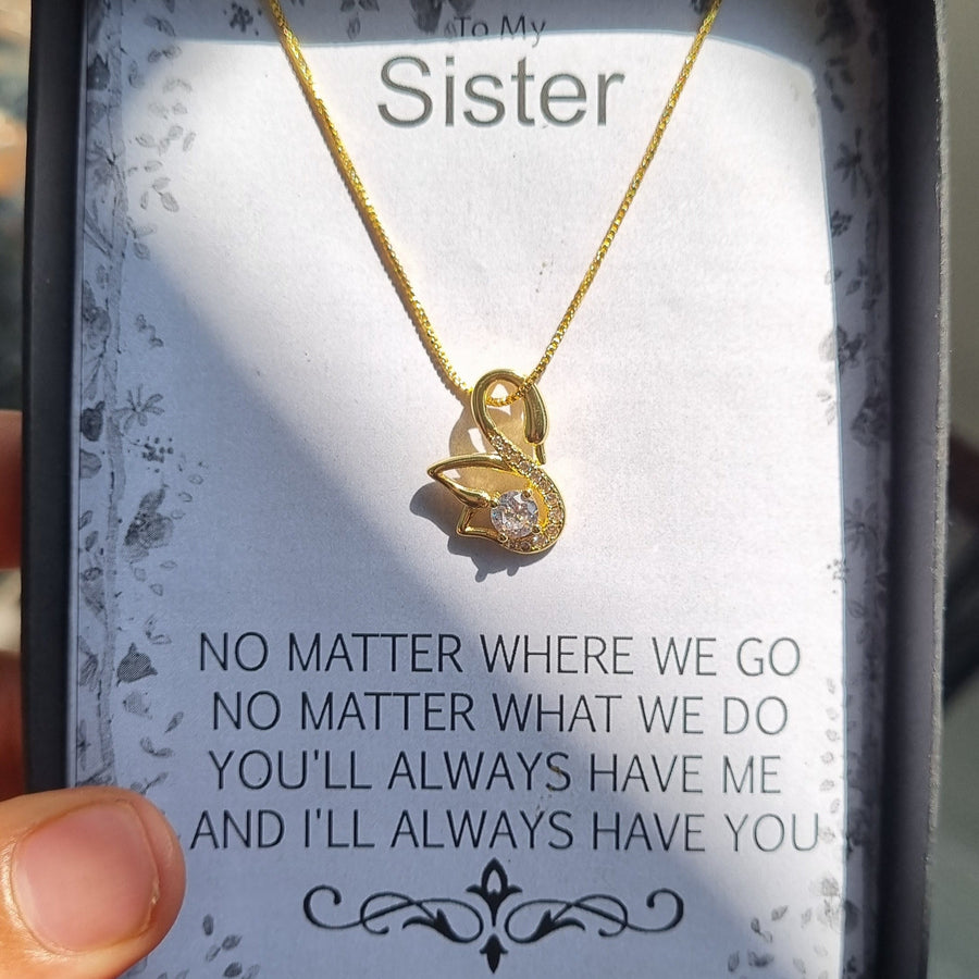 Gold look swan pendant chain with customize box packing exclusive luxury quality