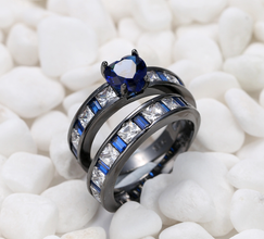 black gun plated non tarnish ring set of 2