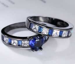 black gun plated non tarnish ring set of 2